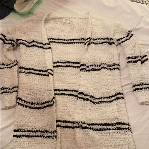 Sienna Sky Sweaters - Super soft black and white stripe open cardigan